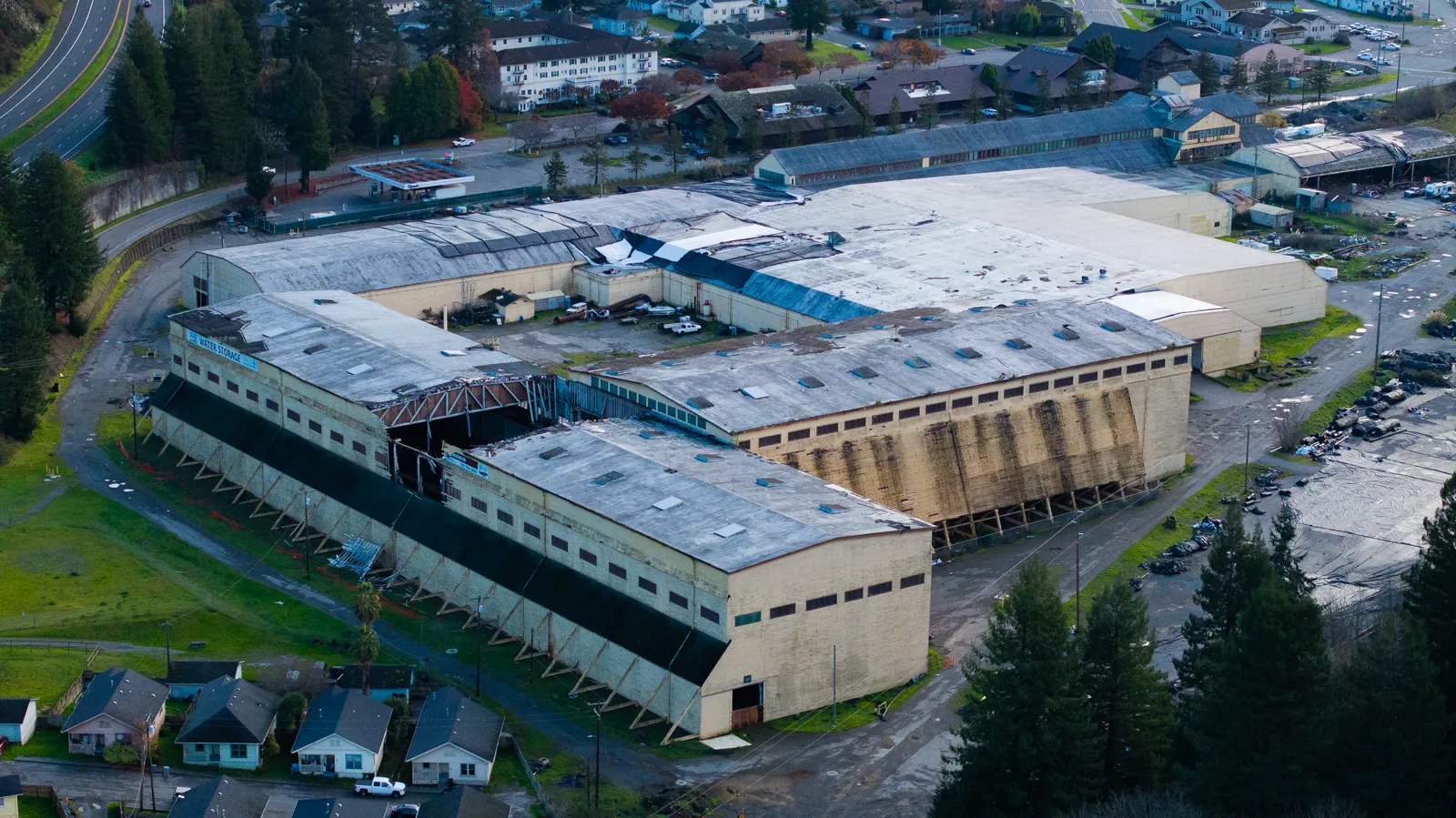 Aerial documentation of a large industrial mill complex