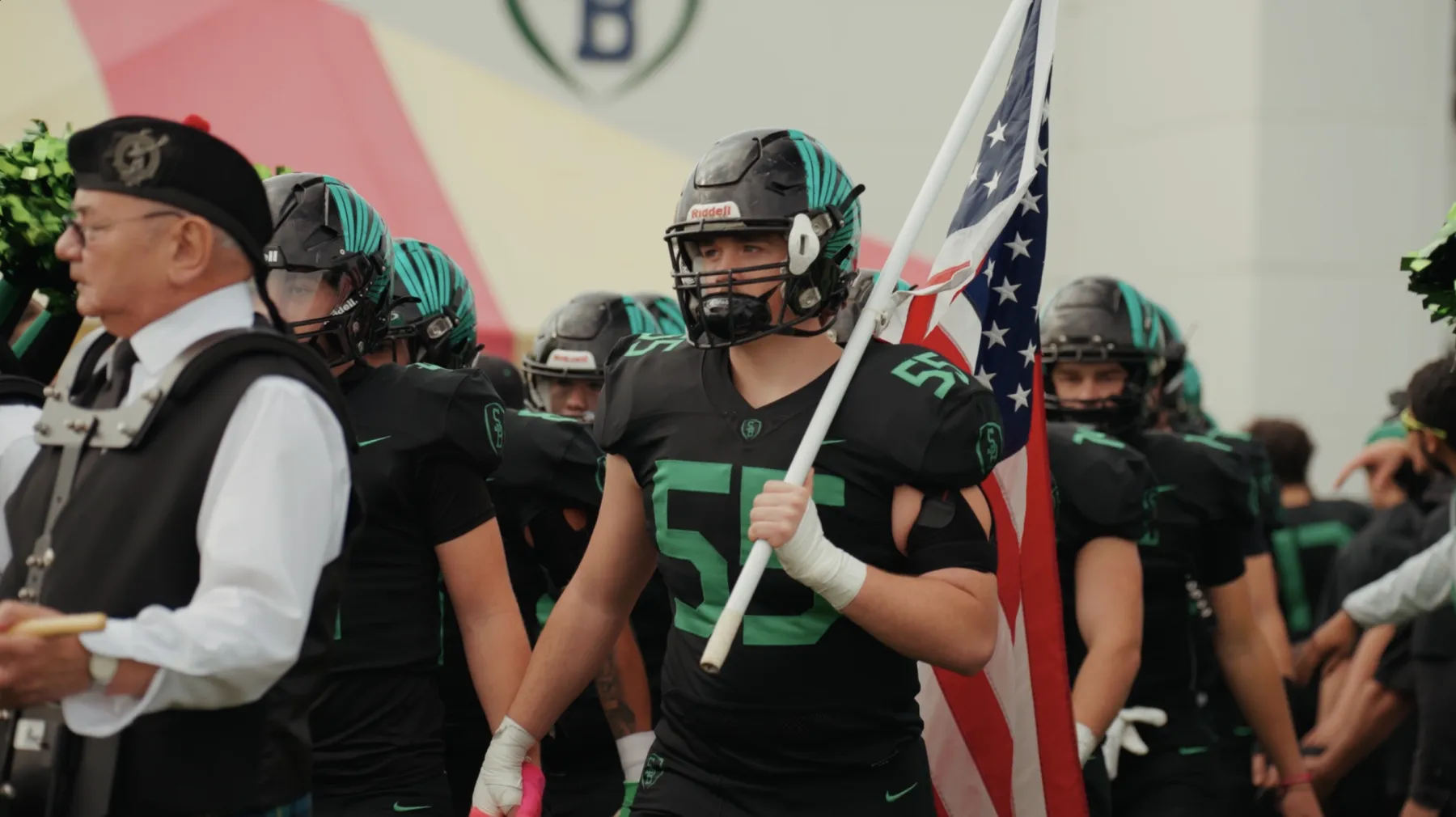 Frame from a North Coast varsity football highlight reel